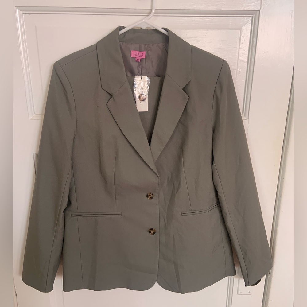 2 piece sage green suit